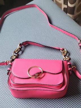 Mia K Collection Pink Women's Crossbody Bag with Gold Ring Accent